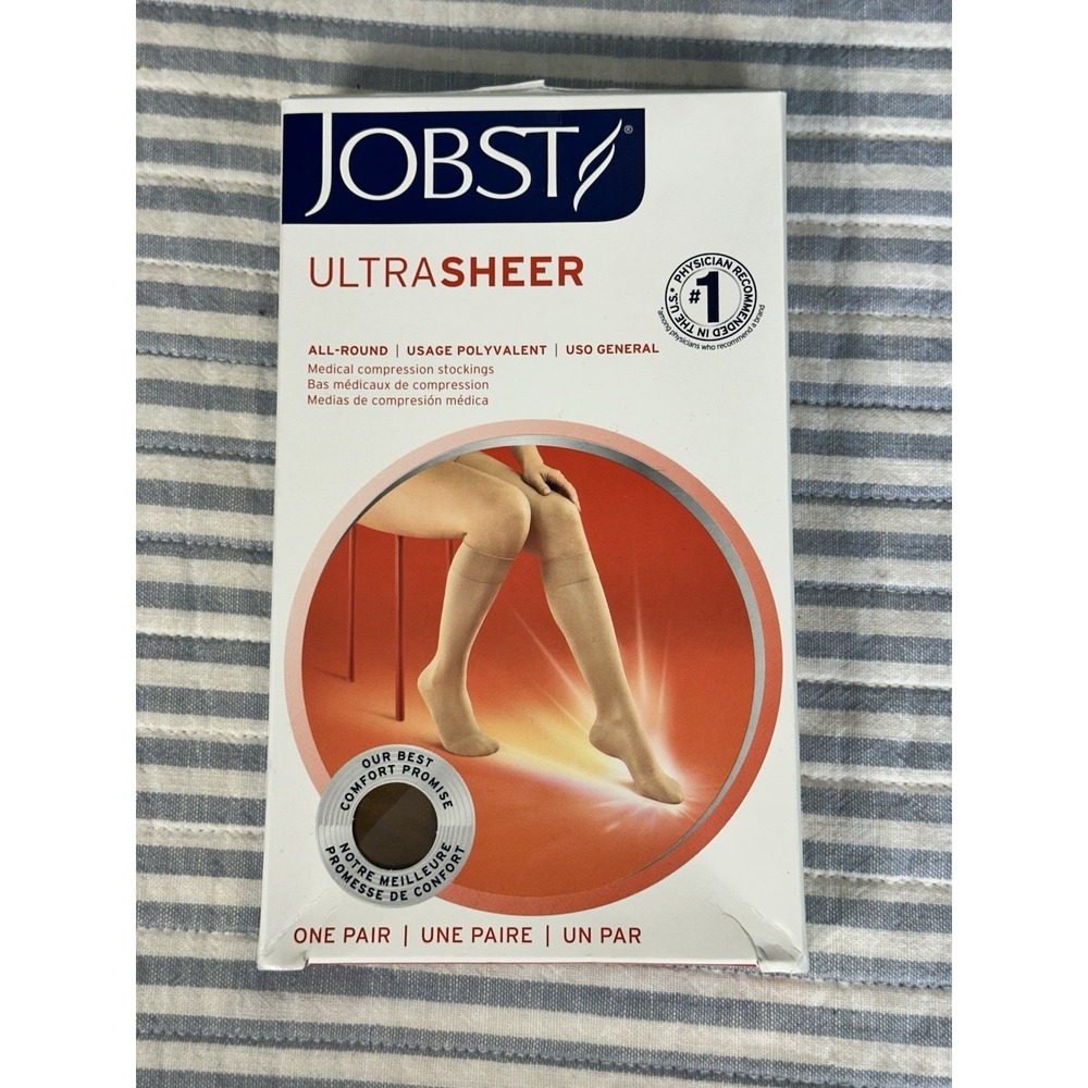 JOBST Ultrasheer Knee High Compression Stockings 15–20 mmHg Large Sun Bronze New